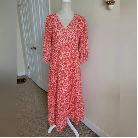 Hatch Red Floral Midi Maternity Dress - Picture 2 of 5